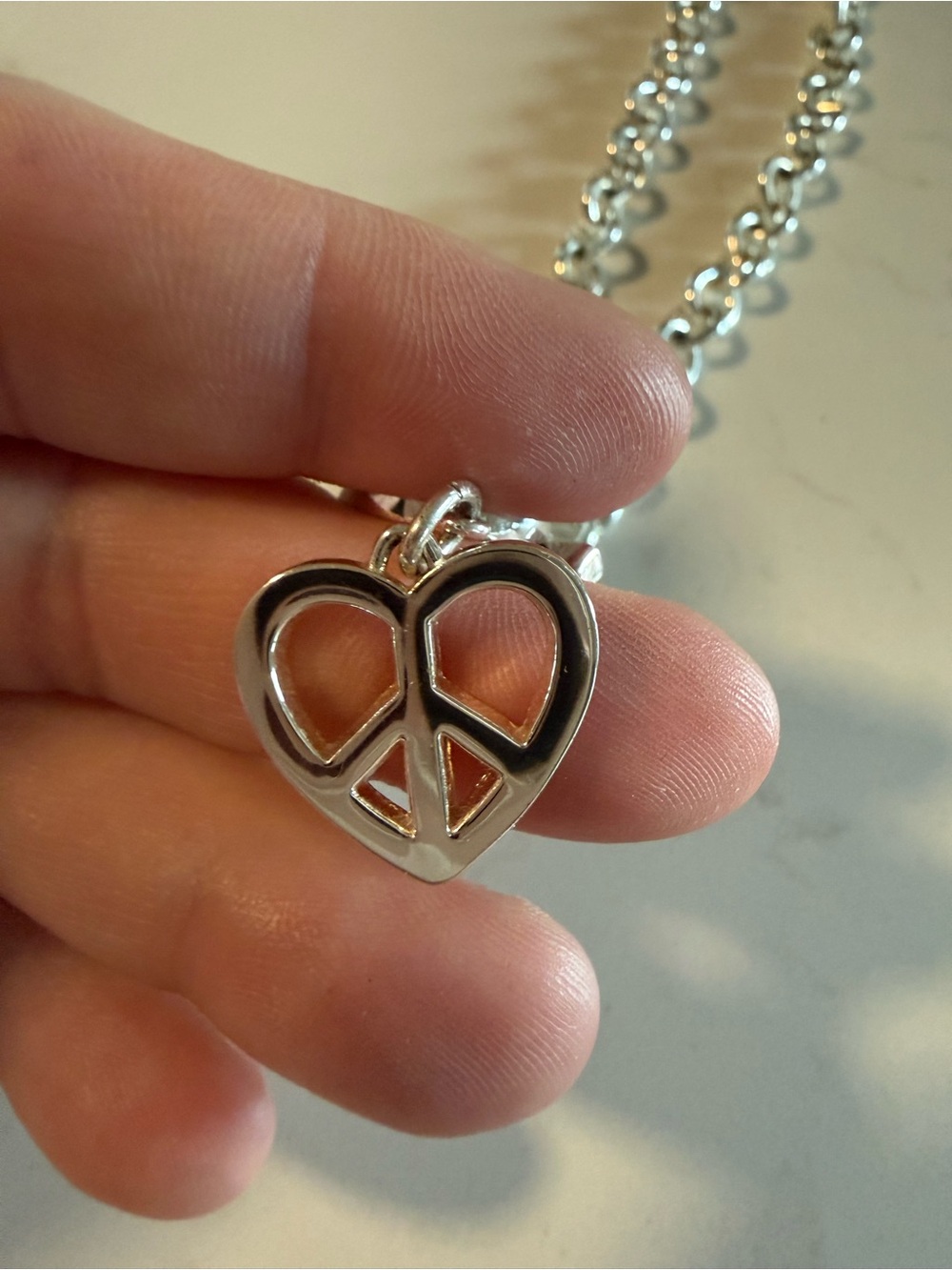 Aeropostale y2k Heart Peace Pendant Necklace
